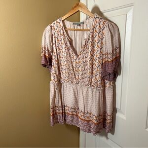 Daniel Rainn Boho Floral Blouse - Cream and Purple
